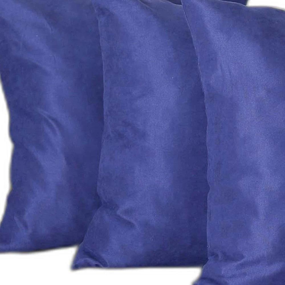 Set Of Four 22" X 22" Navy Blue Polyester Zippered Pillow Cover - Homeroots