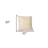 Set Of Four 22" X 22" Beige Polyester Zippered Pillow Cover