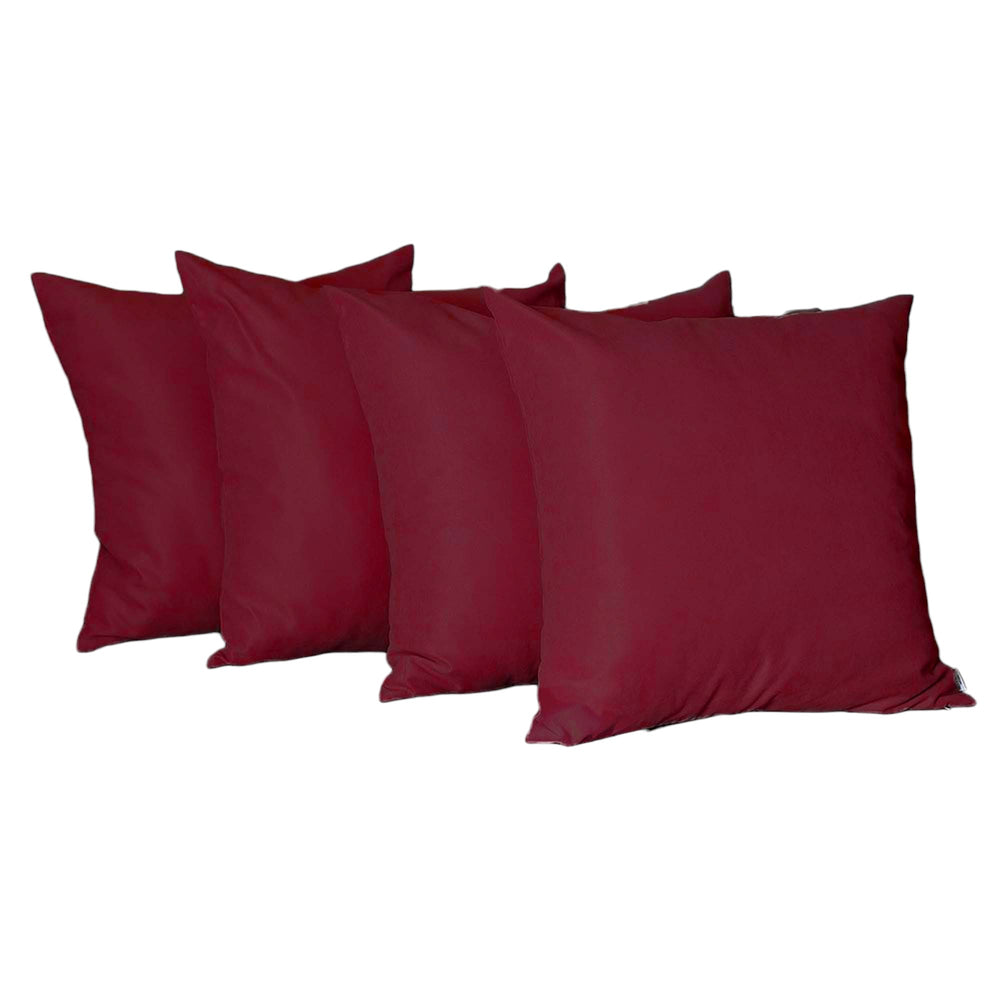 Set Of Four 26" X 26" Claret Red Polyester Zippered Pillow Cover