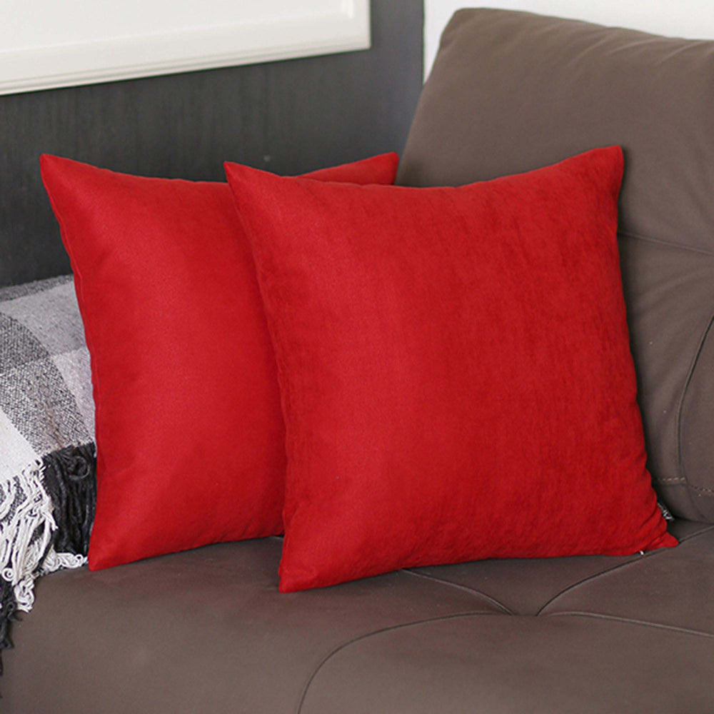 Set Of Two 16" X 16" Red Polyester Zippered Pillow Cover - Homeroots - Flyclothing LLC