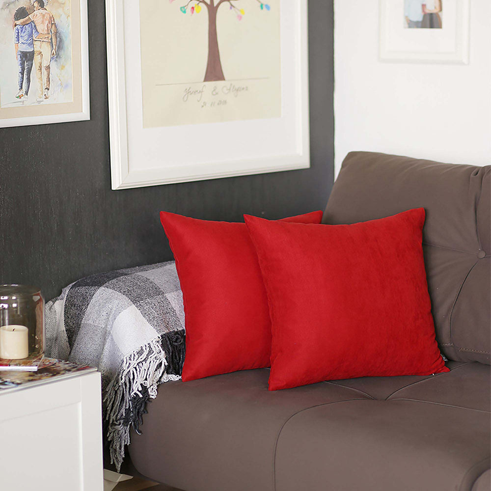 Set Of Two 16" X 16" Red Polyester Zippered Pillow Cover - Homeroots - Flyclothing LLC