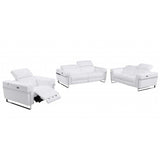 Three Piece Indoor White Italian Leather Six Person Seating Set - Homeroots - Flyclothing LLC