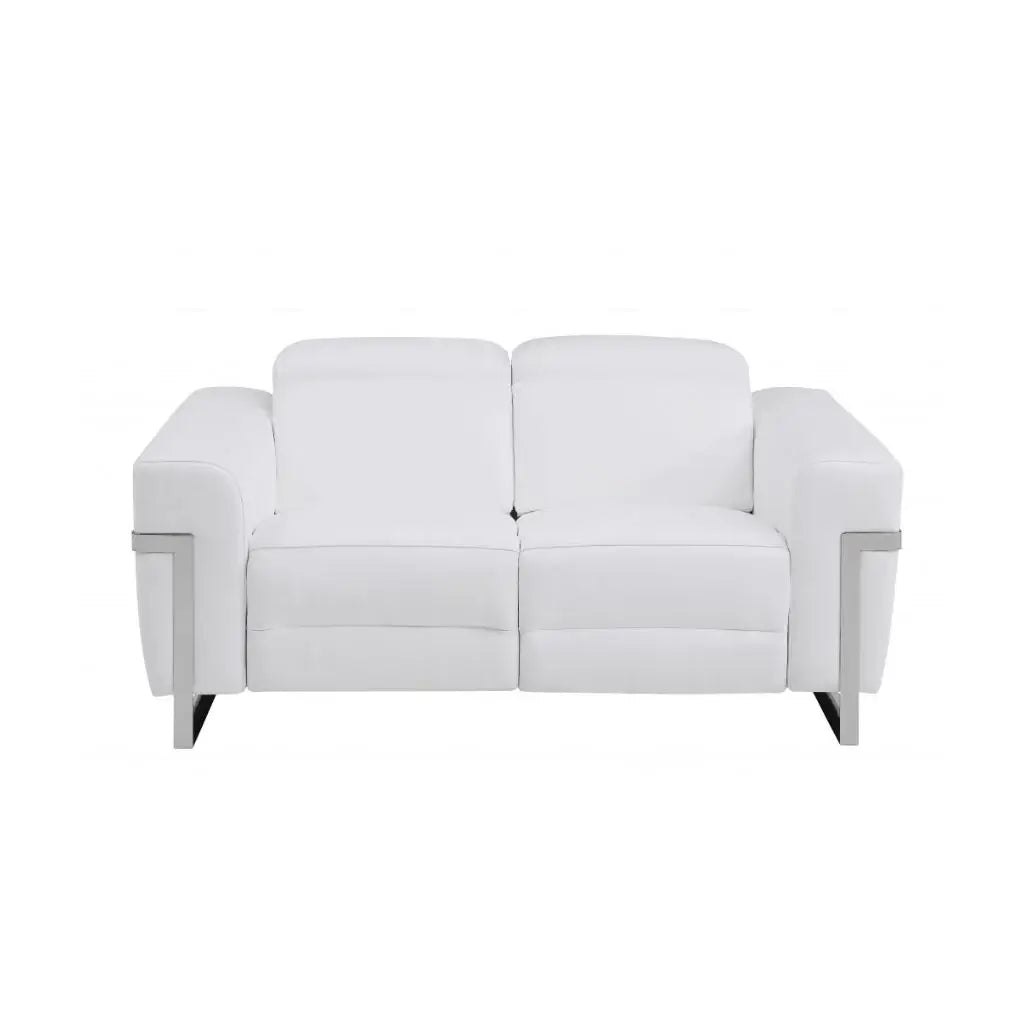 Three Piece Indoor White Italian Leather Six Person Seating Set - Homeroots - Flyclothing LLC