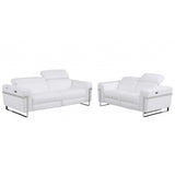 Two Piece Indoor White Italian Leather Five Person Seating Set - Homeroots