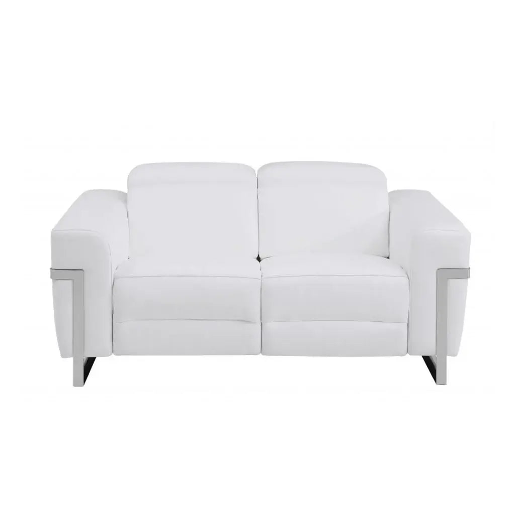 Two Piece Indoor White Italian Leather Five Person Seating Set - Homeroots - Flyclothing LLC