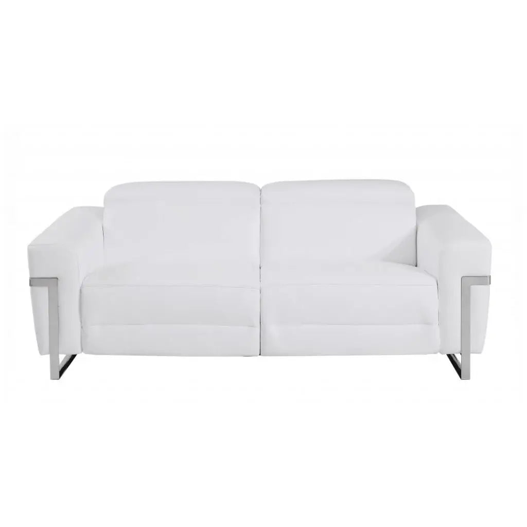 Two Piece Indoor White Italian Leather Five Person Seating Set - Homeroots - Flyclothing LLC