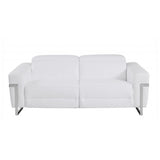 Two Piece Indoor White Italian Leather Five Person Seating Set