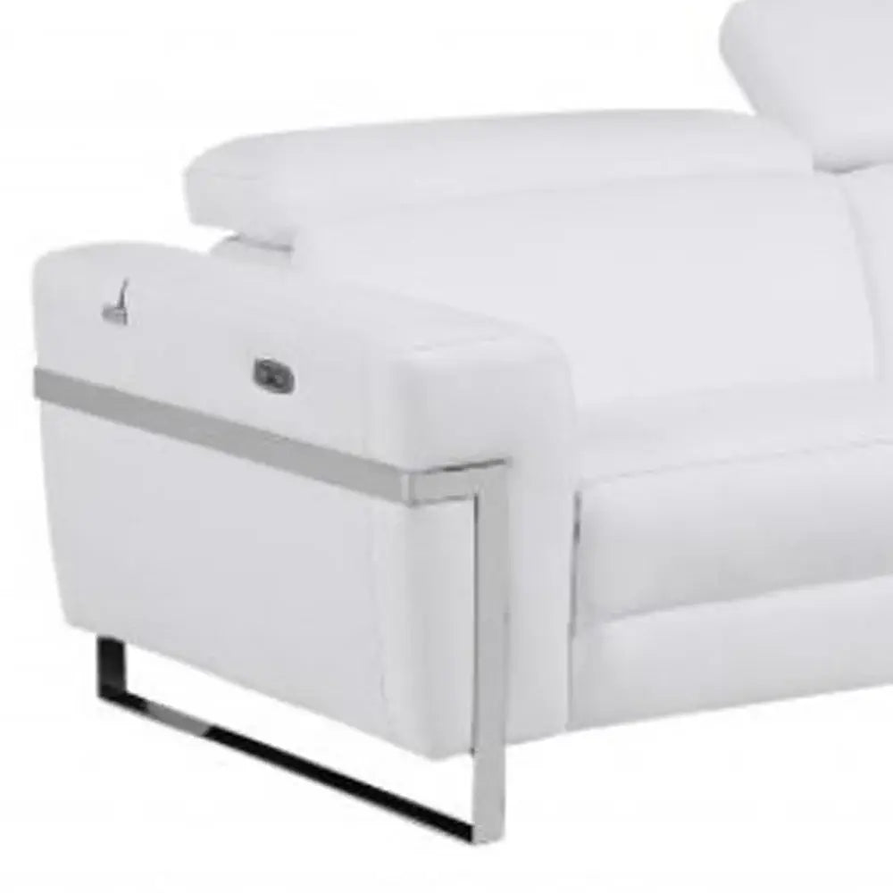 Two Piece Indoor White Italian Leather Five Person Seating Set - Homeroots - Flyclothing LLC