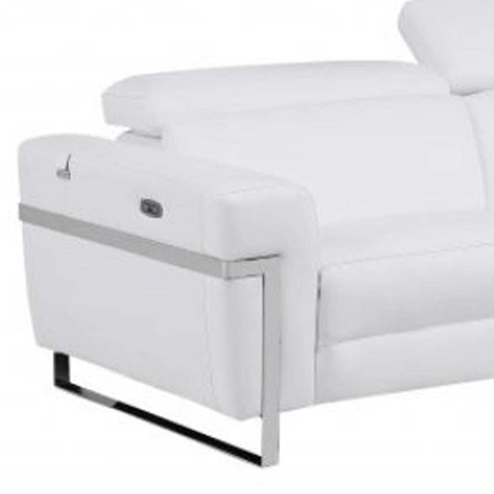 Two Piece Indoor White Italian Leather Five Person Seating Set - Homeroots - Flyclothing LLC
