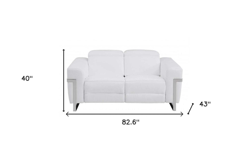 Two Piece Indoor White Italian Leather Five Person Seating Set - Homeroots - Flyclothing LLC