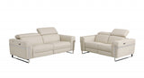 Two Piece Indoor Beige Italian Leather Five Person Seating Set - Homeroots