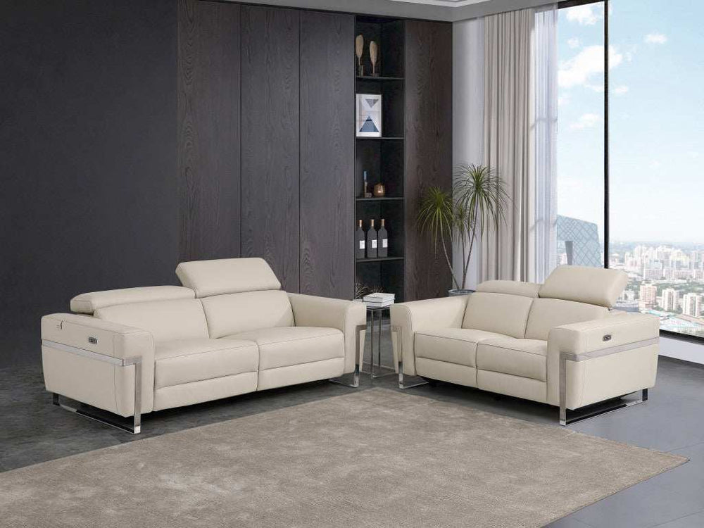 Two Piece Indoor Beige Italian Leather Five Person Seating Set - Homeroots - Flyclothing LLC