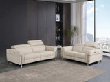 Two Piece Indoor Beige Italian Leather Five Person Seating Set - Homeroots - Flyclothing LLC