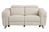 Two Piece Indoor Beige Italian Leather Five Person Seating Set - Homeroots