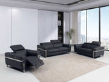 Three Piece Indoor Dark Gray Italian Leather Six Person Seating Set - Homeroots - Flyclothing LLC