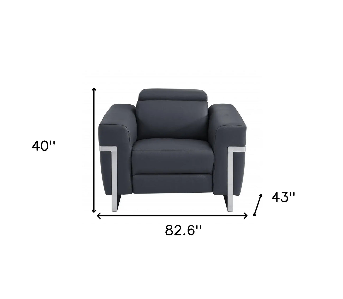 Three Piece Indoor Dark Gray Italian Leather Six Person Seating Set - Homeroots - Flyclothing LLC