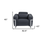 Three Piece Indoor Dark Gray Italian Leather Six Person Seating Set - Homeroots - Flyclothing LLC