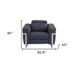 Three Piece Indoor Dark Gray Italian Leather Six Person Seating Set - Homeroots - Flyclothing LLC