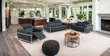 Three Piece Indoor Dark Gray Italian Leather Six Person Seating Set - Homeroots - Flyclothing LLC