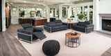 Three Piece Indoor Dark Gray Italian Leather Six Person Seating Set - Homeroots