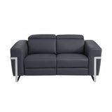 Two Piece Indoor Dark Gray Italian Leather Five Person Seating Set - Homeroots - Flyclothing LLC