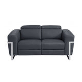 Two Piece Indoor Dark Gray Italian Leather Five Person Seating Set - Homeroots