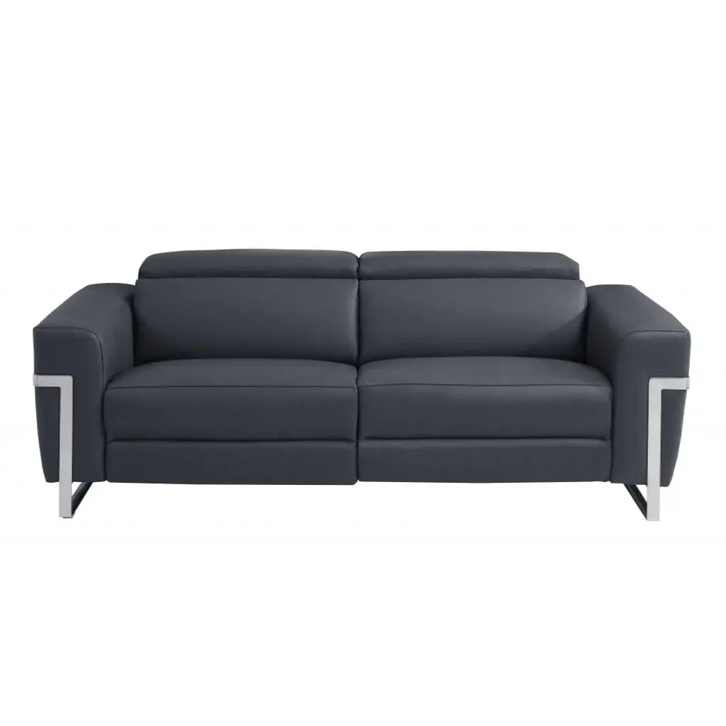 Two Piece Indoor Dark Gray Italian Leather Five Person Seating Set - Homeroots - Flyclothing LLC