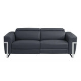 Two Piece Indoor Dark Gray Italian Leather Five Person Seating Set - Homeroots - Flyclothing LLC