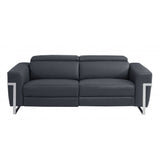 Two Piece Indoor Dark Gray Italian Leather Five Person Seating Set - Homeroots