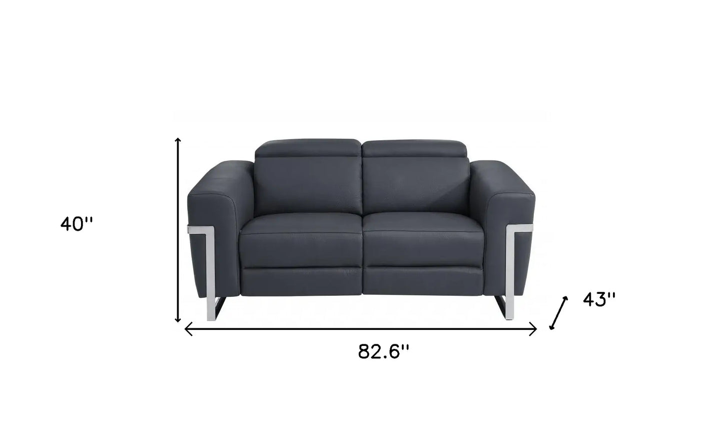 Two Piece Indoor Dark Gray Italian Leather Five Person Seating Set - Homeroots - Flyclothing LLC