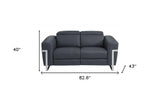 Two Piece Indoor Dark Gray Italian Leather Five Person Seating Set - Homeroots - Flyclothing LLC
