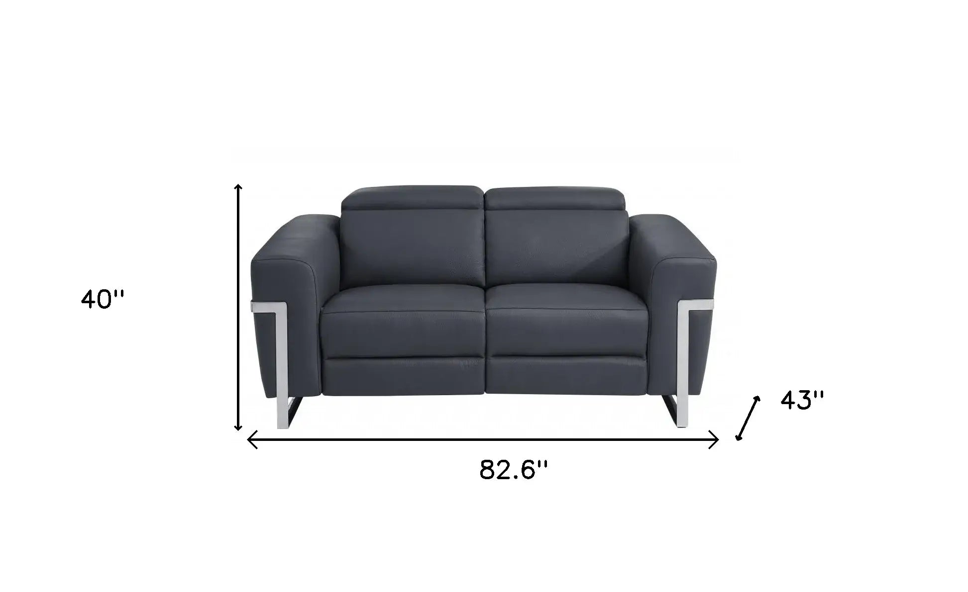 Two Piece Indoor Dark Gray Italian Leather Five Person Seating Set - Homeroots - Flyclothing LLC