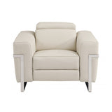 Three Piece Indoor Beige Italian Leather Six Person Seating Set - Homeroots