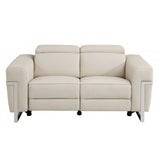 Three Piece Indoor Beige Italian Leather Six Person Seating Set - Homeroots