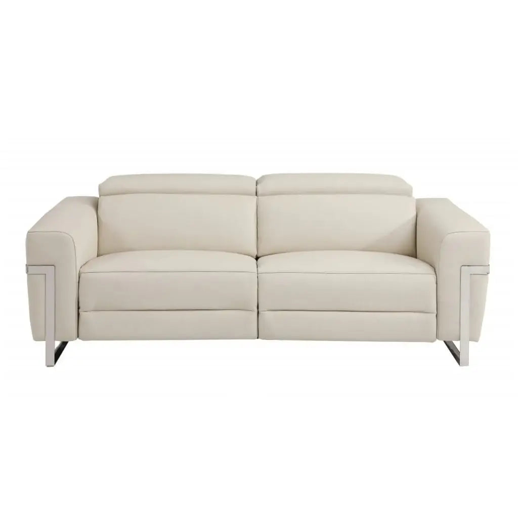 Three Piece Indoor Beige Italian Leather Six Person Seating Set - Homeroots - Flyclothing LLC
