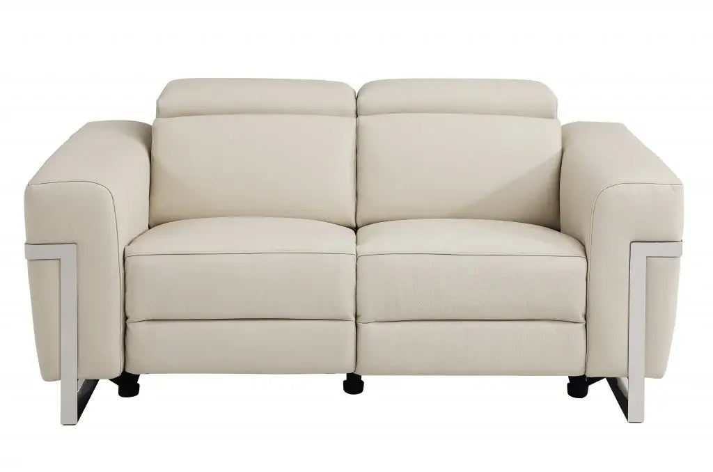 Two Piece Indoor Beige Italian Leather Five Person Seating Set - Homeroots - Flyclothing LLC