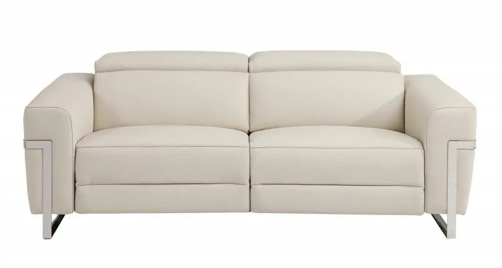 Two Piece Indoor Beige Italian Leather Five Person Seating Set - Homeroots - Flyclothing LLC