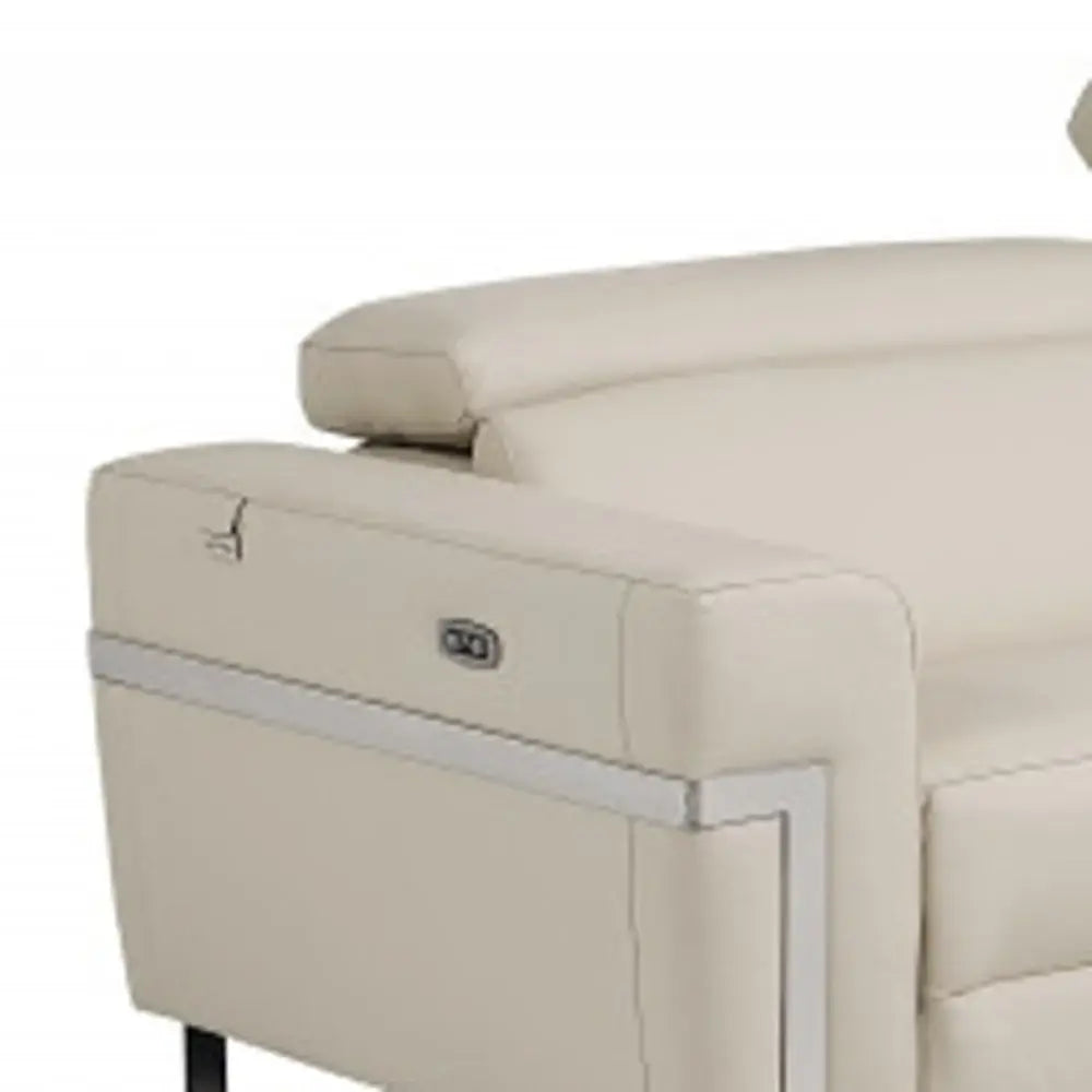 Two Piece Indoor Beige Italian Leather Five Person Seating Set - Homeroots - Flyclothing LLC
