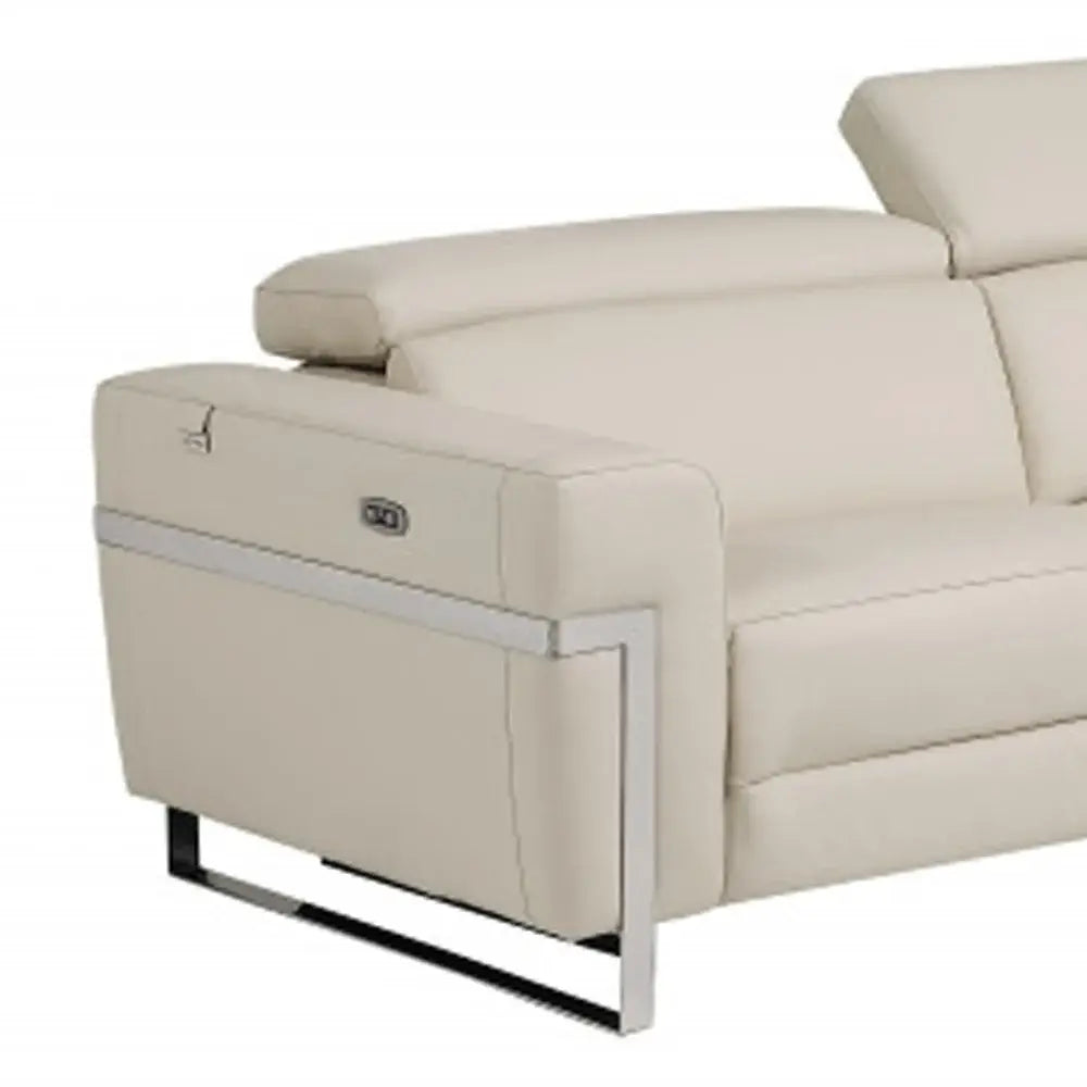 Two Piece Indoor Beige Italian Leather Five Person Seating Set - Homeroots - Flyclothing LLC