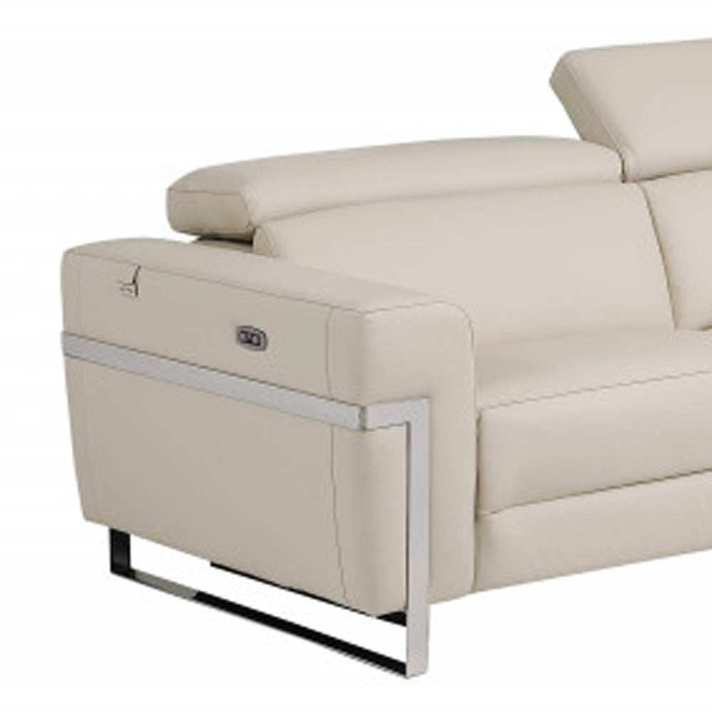 Two Piece Indoor Beige Italian Leather Five Person Seating Set - Homeroots - Flyclothing LLC