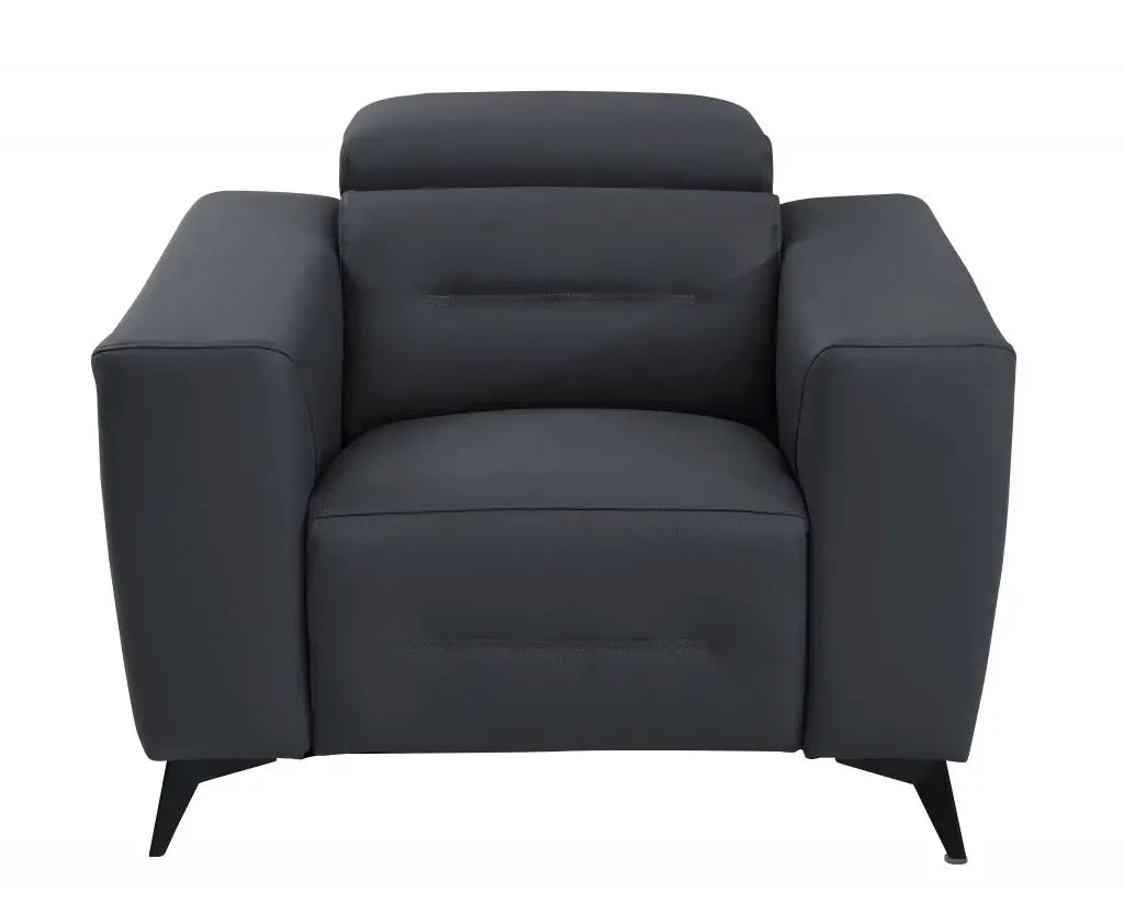Three Piece Indoor Dark Gray Italian Leather Six Person Seating Set - Homeroots - Flyclothing LLC
