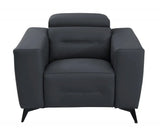 Three Piece Indoor Dark Gray Italian Leather Six Person Seating Set - Homeroots - Flyclothing LLC