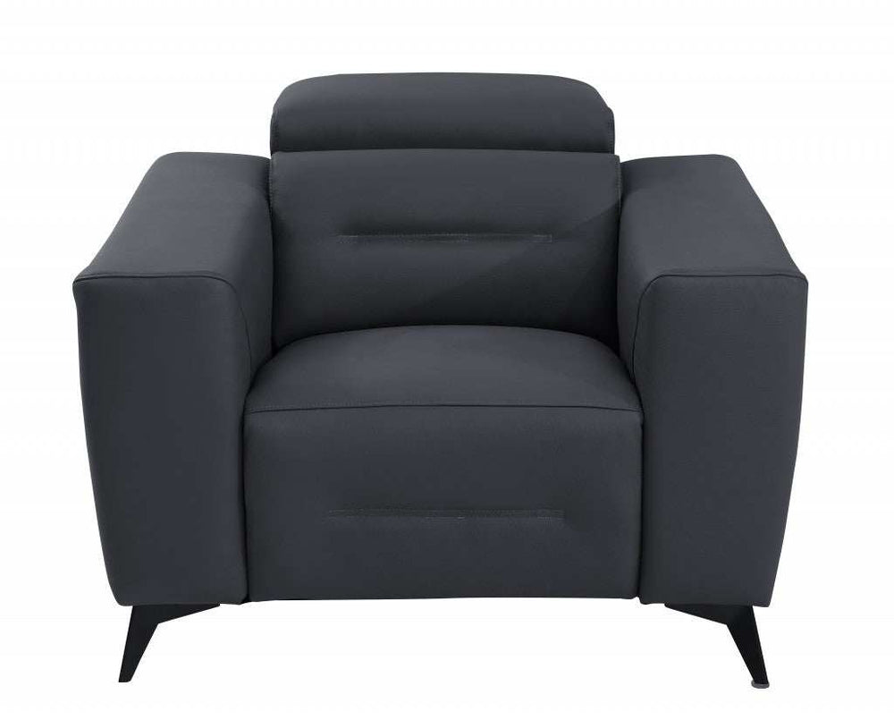 Three Piece Indoor Dark Gray Italian Leather Six Person Seating Set - Homeroots - Flyclothing LLC