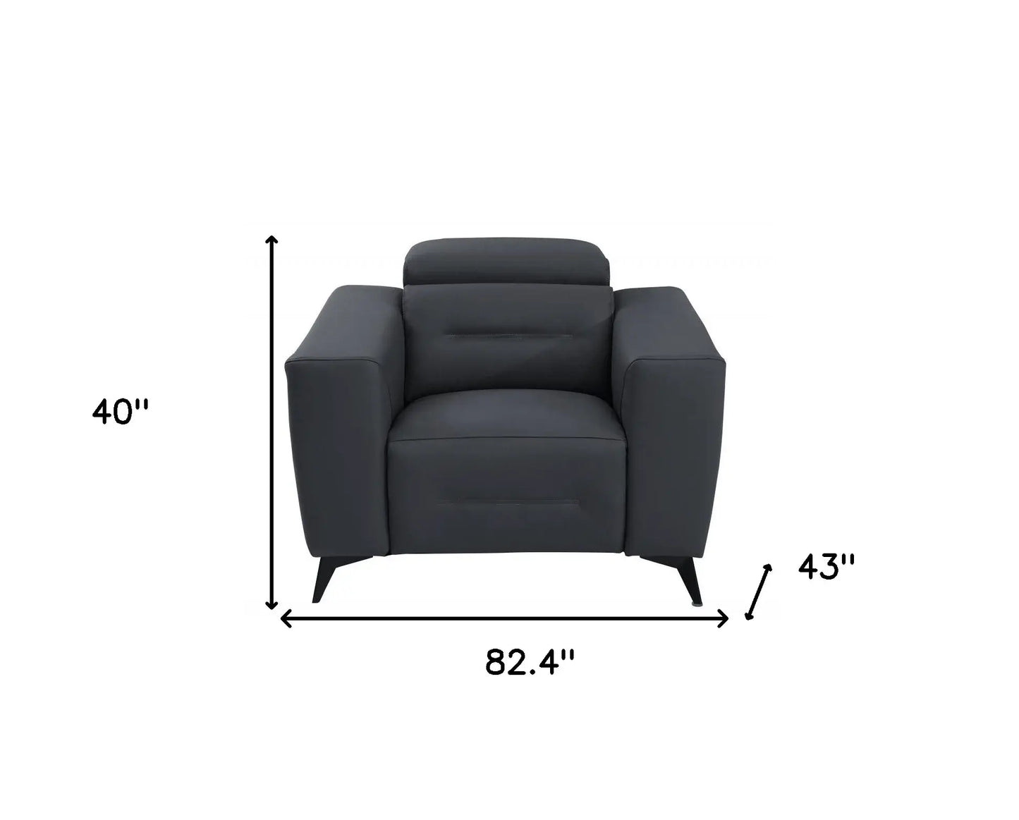 Three Piece Indoor Dark Gray Italian Leather Six Person Seating Set - Homeroots - Flyclothing LLC