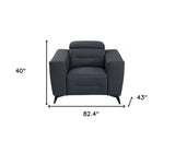 Three Piece Indoor Dark Gray Italian Leather Six Person Seating Set - Homeroots - Flyclothing LLC