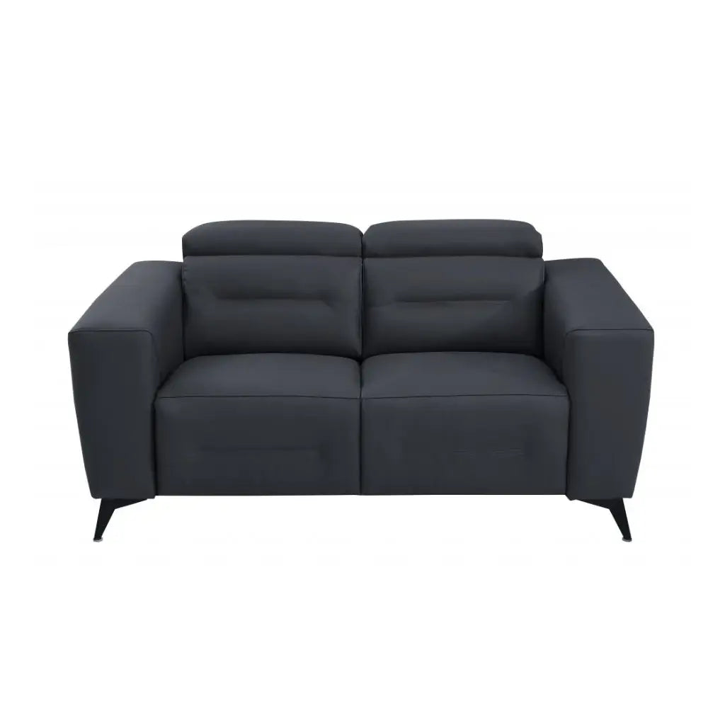 Two Piece Indoor Dark Gray Italian Leather Five Person Seating Set - Homeroots - Flyclothing LLC