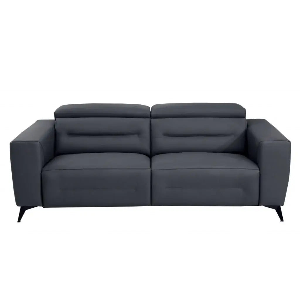 Two Piece Indoor Dark Gray Italian Leather Five Person Seating Set - Homeroots - Flyclothing LLC