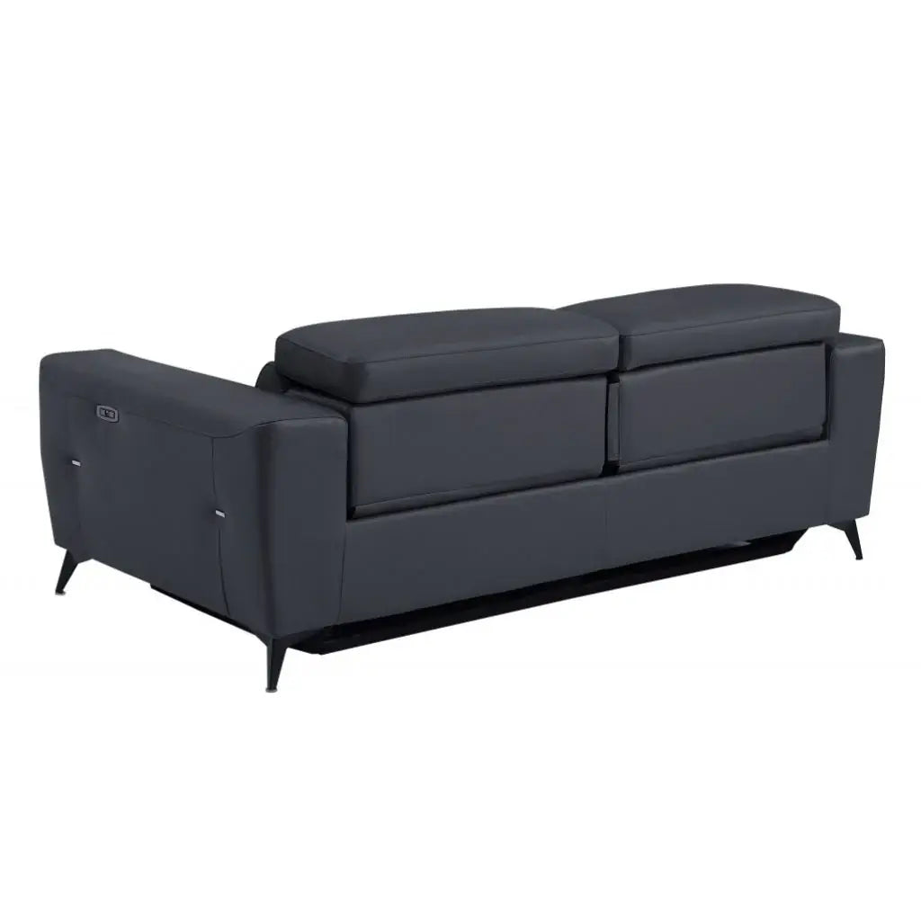 Two Piece Indoor Dark Gray Italian Leather Five Person Seating Set - Homeroots - Flyclothing LLC
