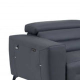 Two Piece Indoor Dark Gray Italian Leather Five Person Seating Set - Homeroots - Flyclothing LLC