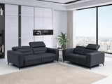 Two Piece Indoor Dark Gray Italian Leather Five Person Seating Set - Homeroots - Flyclothing LLC